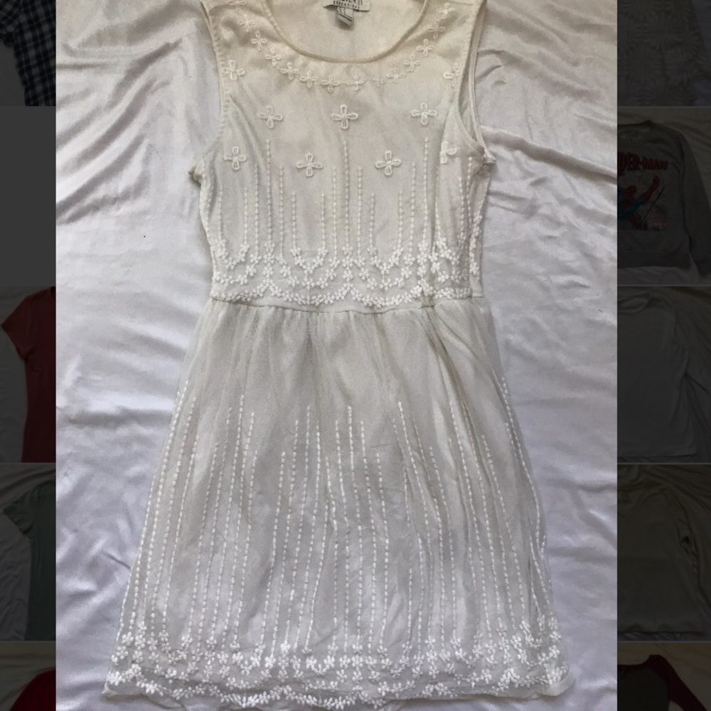Babydoll White Embroidered Flower Dress